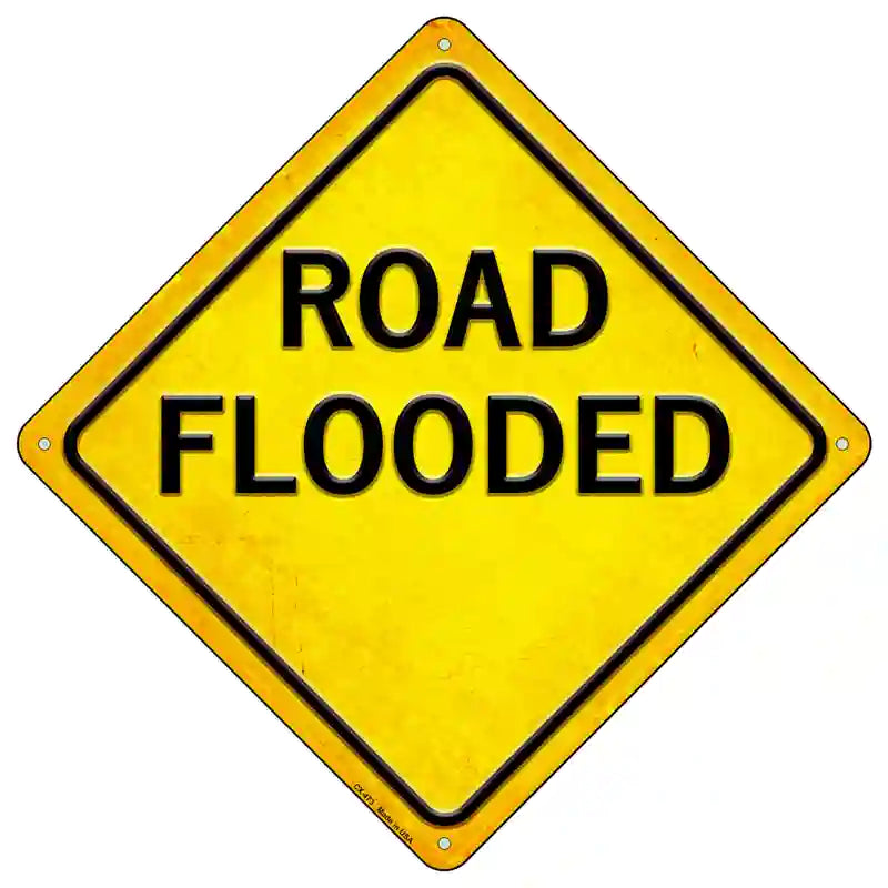 Road Flooded Novelty Metal Crossing Sign 16.5" (CX)
