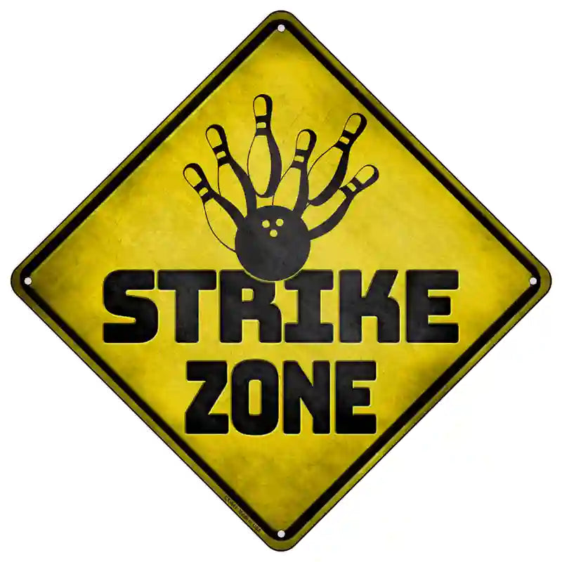 Strike Bowling Zone Novelty Metal Crossing Sign 16.5" (CX)