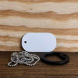 White Dye Sublimation 2" x 1" Metal Novelty Dog Tag Necklace DT-000