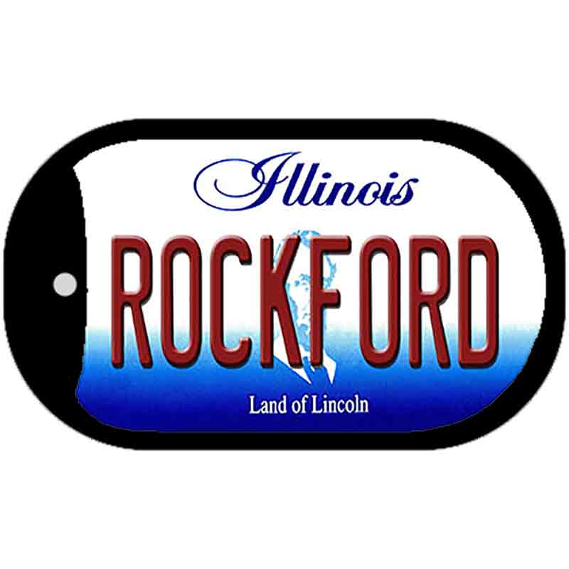 Rockford Illinois Novelty Metal Dog Tag Necklace DT-10284 2" x 1" Dog Tag (DT)