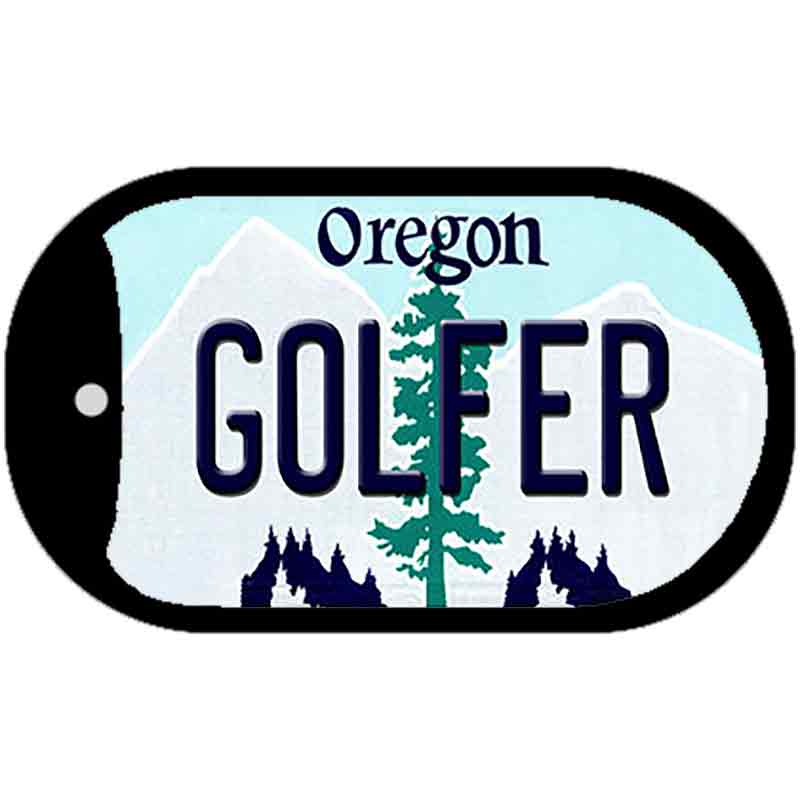 Golfer Oregon Novelty Metal Dog Tag Necklace DT-10377 2" x 1" Dog Tag (DT)
