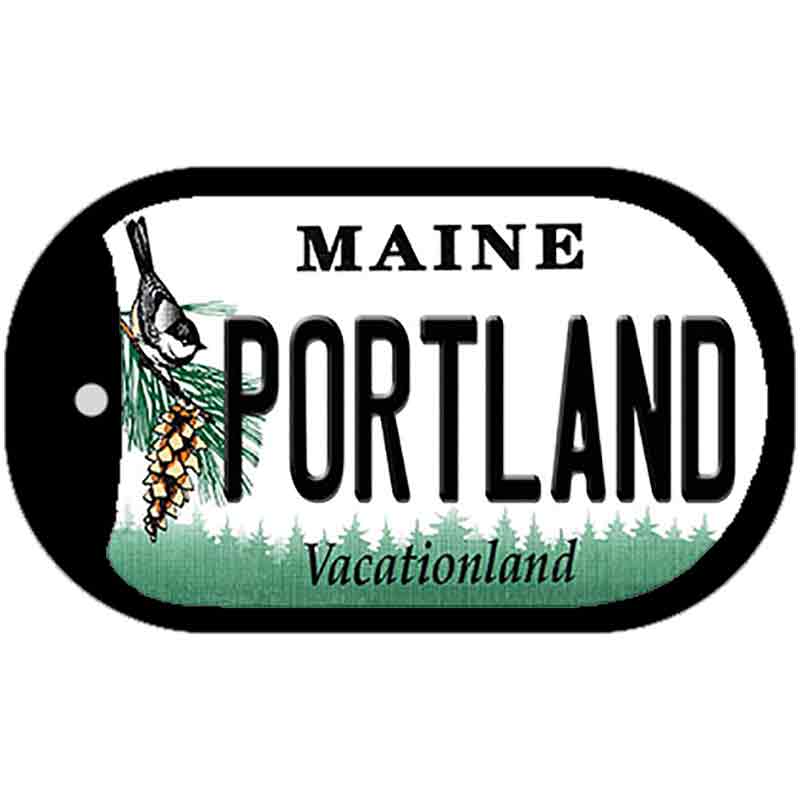 Portland Maine Novelty Metal Dog Tag Necklace DT-10386 2" x 1" Dog Tag (DT)