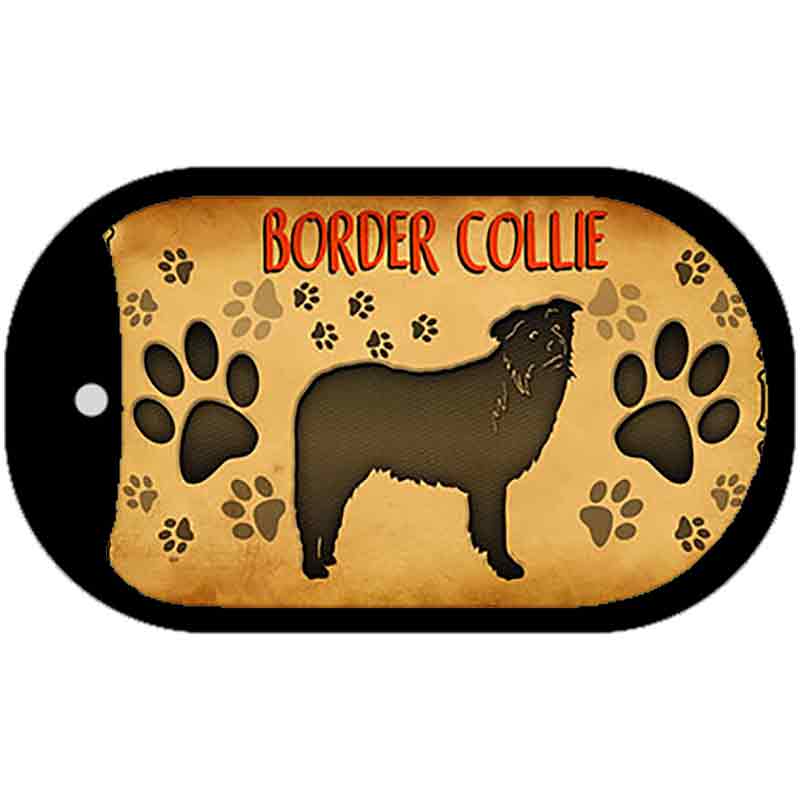 Border Collie Novelty Metal Dog Tag Necklace DT-10433 2" x 1" Dog Tag (DT)