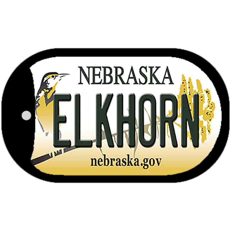 Elkhorn Nebraska Novelty Metal Dog Tag Necklace DT-10574 2" x 1" Dog Tag (DT)