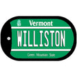 Williston Vermont Novelty Metal Dog Tag Necklace DT-10672 2" x 1" Dog Tag (DT)