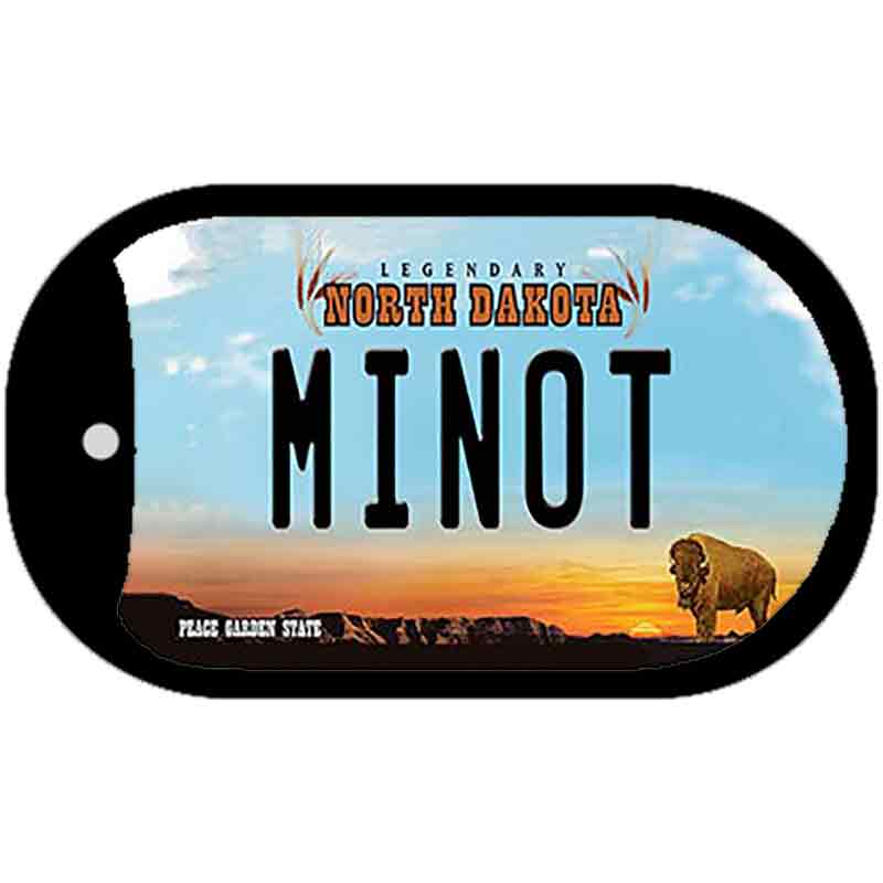 Minot North Dakota Novelty Metal Dog Tag Necklace DT-10706 2" x 1" Dog Tag (DT)