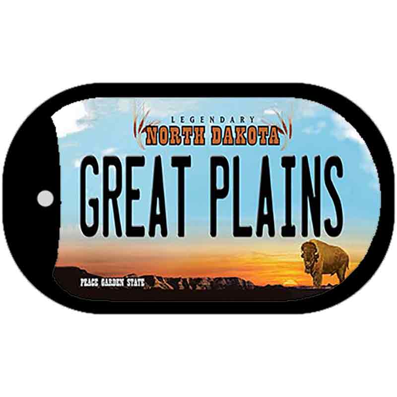 Great Plains North Dakota Novelty Metal Dog Tag Necklace DT-10712 2" x 1" Dog Tag (DT)