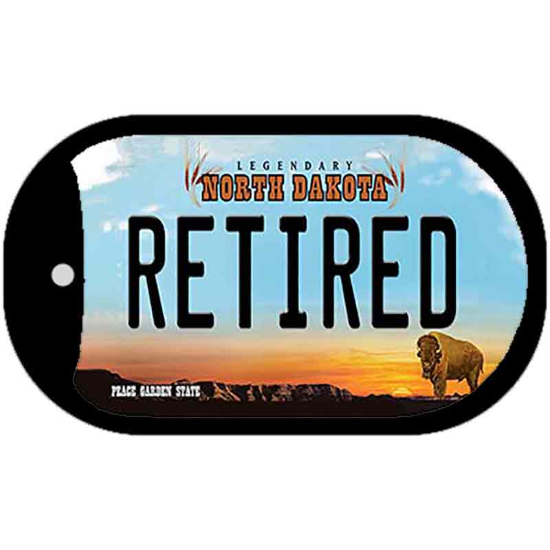 Retired North Dakota Novelty Metal Dog Tag Necklace DT-10716 2" x 1" Dog Tag (DT)