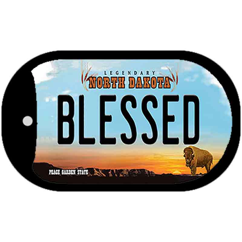 Blessed North Dakota Novelty Metal Dog Tag Necklace DT-10726 2" x 1" Dog Tag (DT)