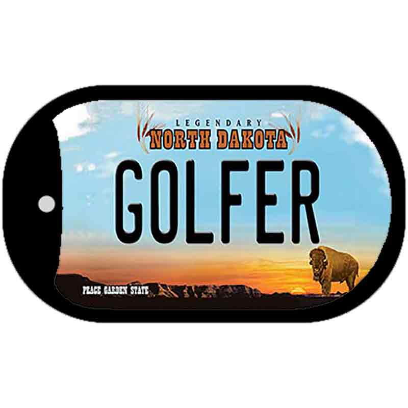 Golfer North Dakota Novelty Metal Dog Tag Necklace DT-10727 2" x 1" Dog Tag (DT)