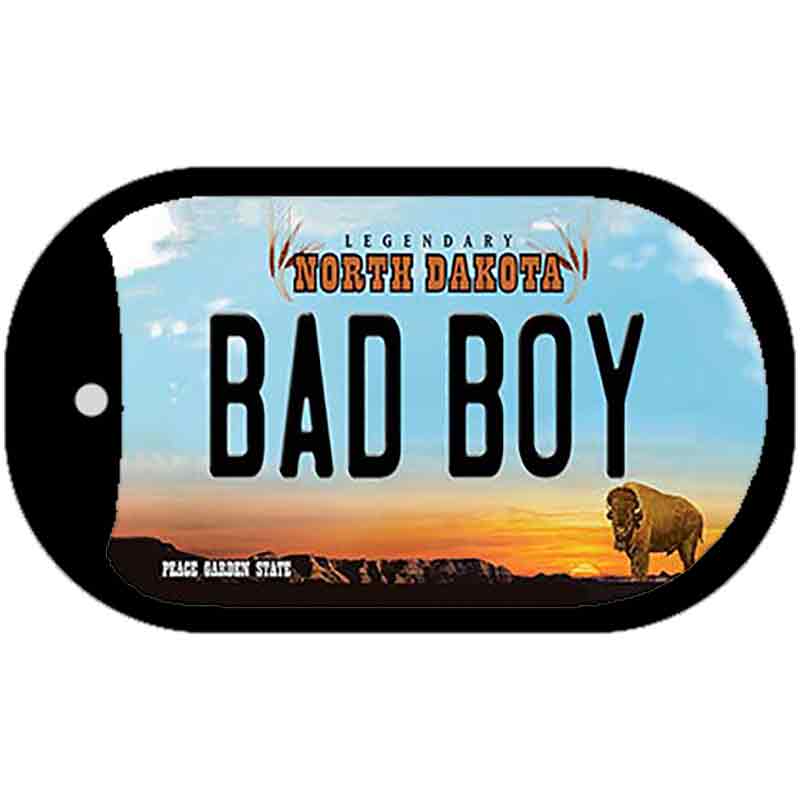 Bad Boy North Dakota Novelty Metal Dog Tag Necklace DT-10730 2" x 1" Dog Tag (DT)