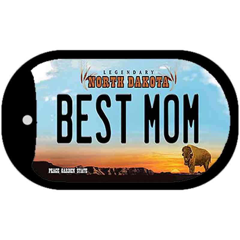 Best Mom North Dakota Novelty Metal Dog Tag Necklace DT-10731 2" x 1" Dog Tag (DT)