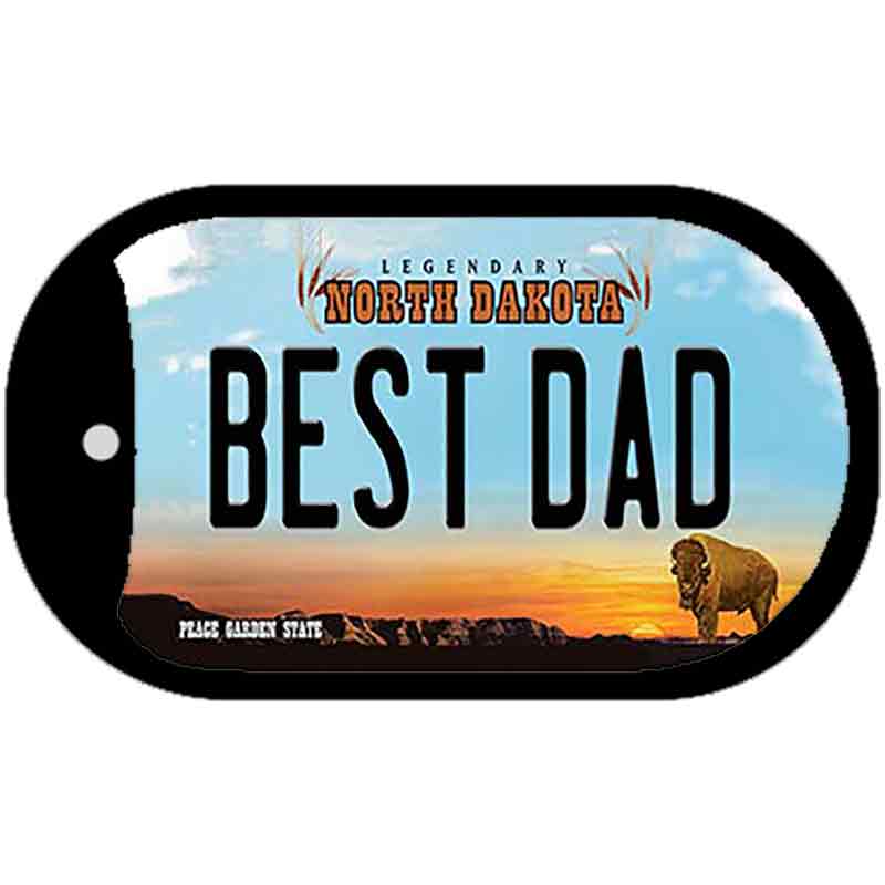 Best Dad North Dakota Novelty Metal Dog Tag Necklace DT-10732 2" x 1" Dog Tag (DT)