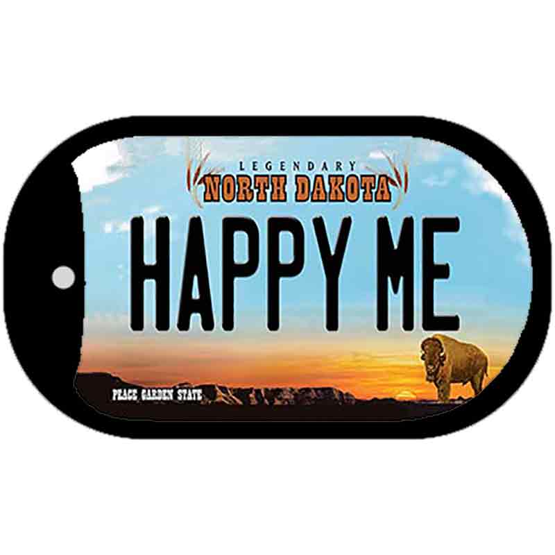 Happy Me North Dakota Novelty Metal Dog Tag Necklace DT-10738 2" x 1" Dog Tag (DT)