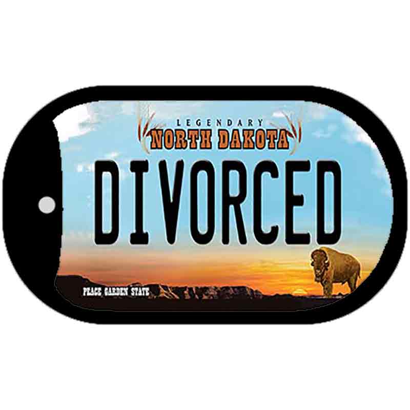 Divorced North Dakota Novelty Metal Dog Tag Necklace DT-10741 2" x 1" Dog Tag (DT)