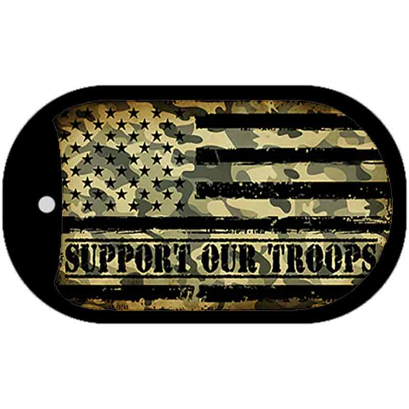Camo American Flag Support Troops Novelty Metal Dog Tag Necklace DT-10743 2" x 1" Dog Tag (DT)