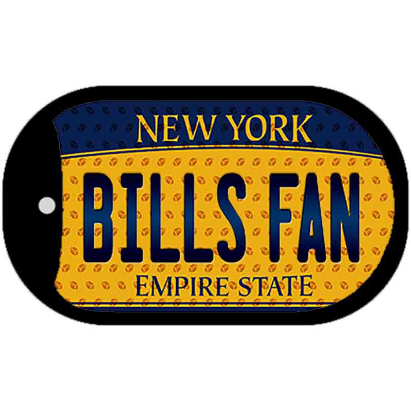 Bills Fan New York Novelty Metal Dog Tag Necklace DT-10771 2" x 1" Dog Tag (DT)