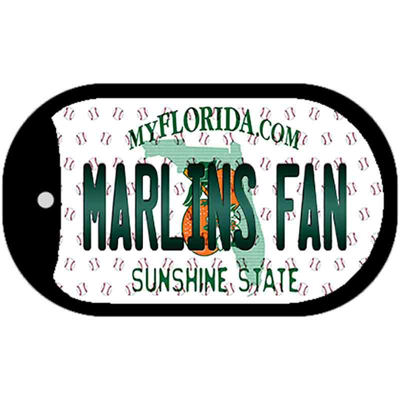 Marlins Fan Florida Novelty Metal Dog Tag Necklace DT-10799 2" x 1" Dog Tag (DT)