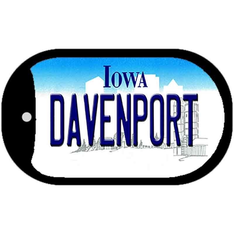 Davenport Iowa Novelty Metal Dog Tag Necklace DT-10941 2" x 1" Dog Tag (DT)