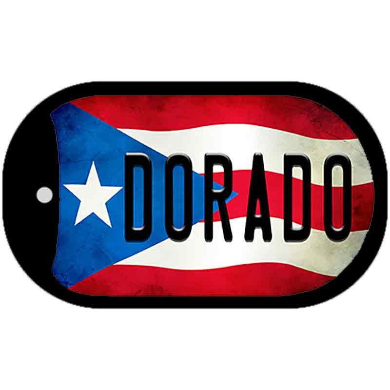 Dorado Puerto Rico State Flag Novelty Metal Dog Tag Necklace DT-11340 2" x 1" Dog Tag (DT)