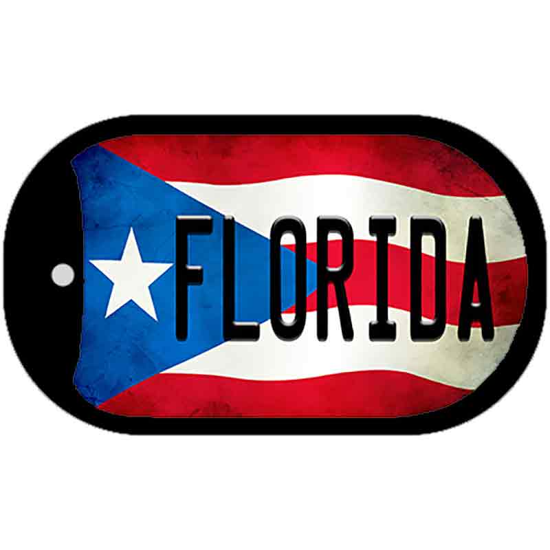 Florida Puerto Rico State Flag Novelty Metal Dog Tag Necklace DT-11342 2" x 1" Dog Tag (DT)