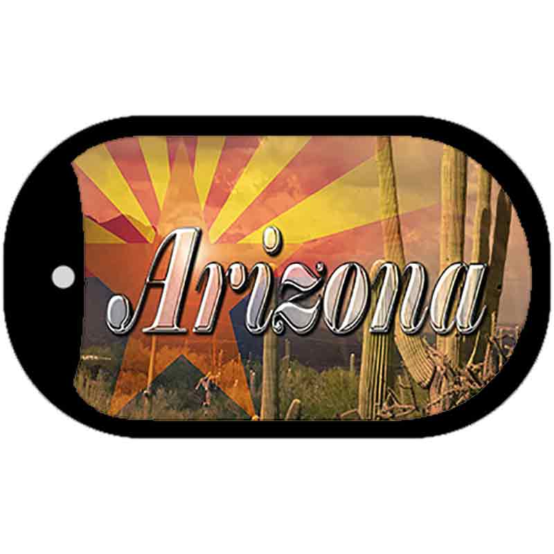 AZ Flag Arizona Cactus Novelty Metal Dog Tag Necklace DT-11435