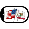 California / USA Crossed Flags Novelty Metal Dog Tag Necklace DT-11465 2" x 1" Dog Tag (DT)