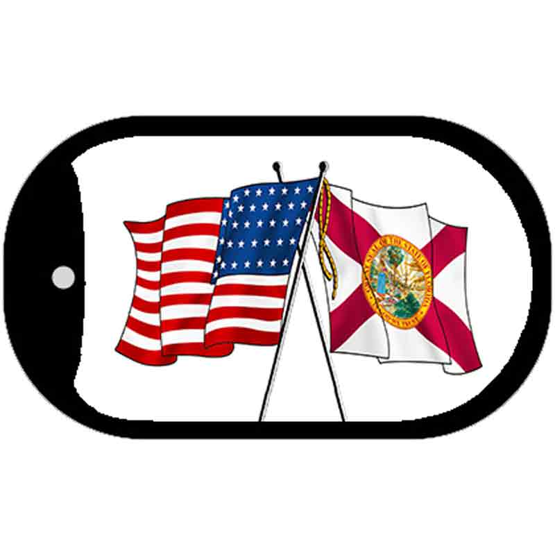 Florida / USA Crossed Flags Novelty Metal Dog Tag Necklace DT-11469 2" x 1" Dog Tag (DT)