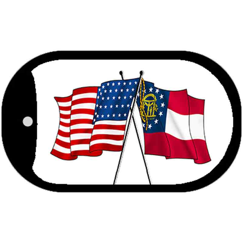 Georgia / USA Crossed Flags Novelty Metal Dog Tag Necklace DT-11470 2" x 1" Dog Tag (DT)