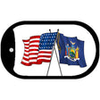 New York / USA Crossed Flags Novelty Metal Dog Tag Necklace DT-11492 2" x 1" Dog Tag (DT)
