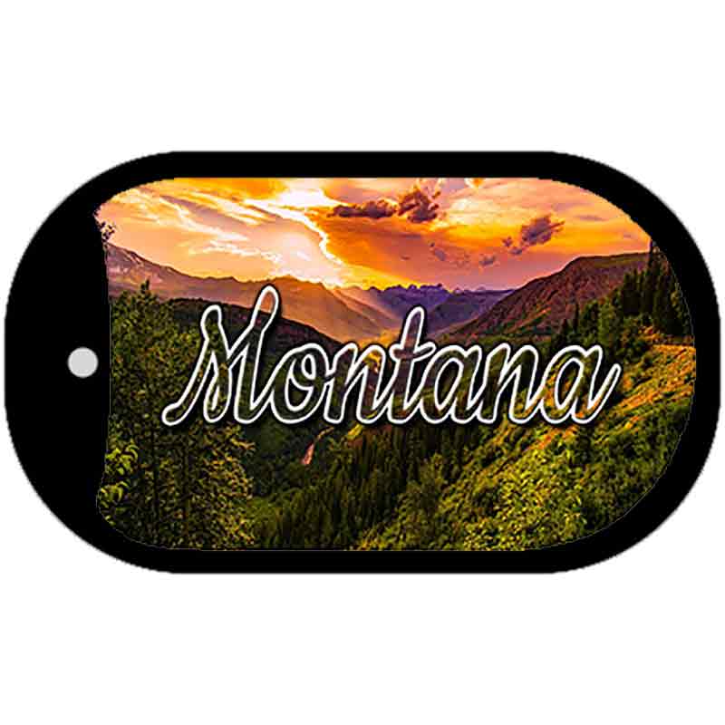 Montana Forest Sunset Novelty Metal Dog Tag Necklace DT-11612 2" x 1" Dog Tag (DT)