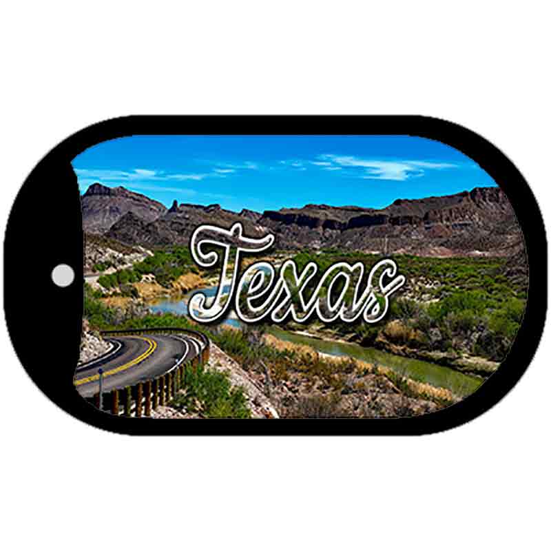 Texas Open Mountain Road Novelty Metal Dog Tag Necklace DT-11633