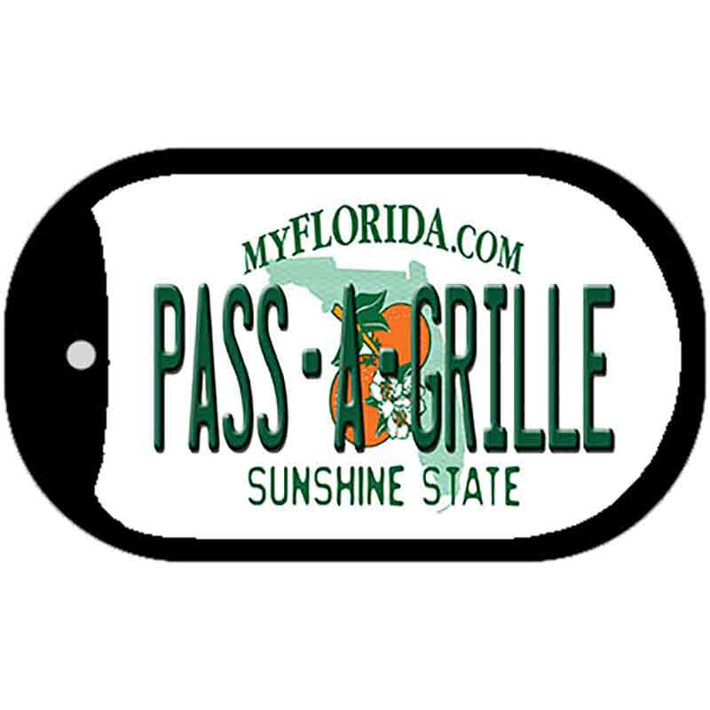 Pass A Grille Florida Novelty Metal Dog Tag Necklace DT-11770 2" x 1" Dog Tag (DT)