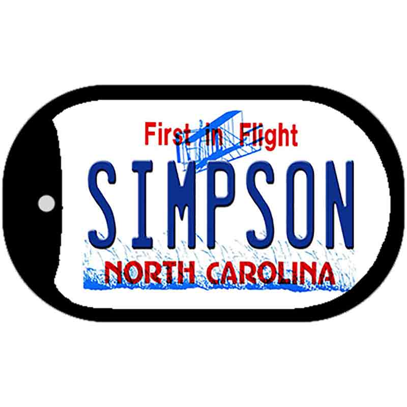 Simpson North Carolina Novelty Metal Dog Tag Necklace DT-11862 2" x 1" Dog Tag (DT)