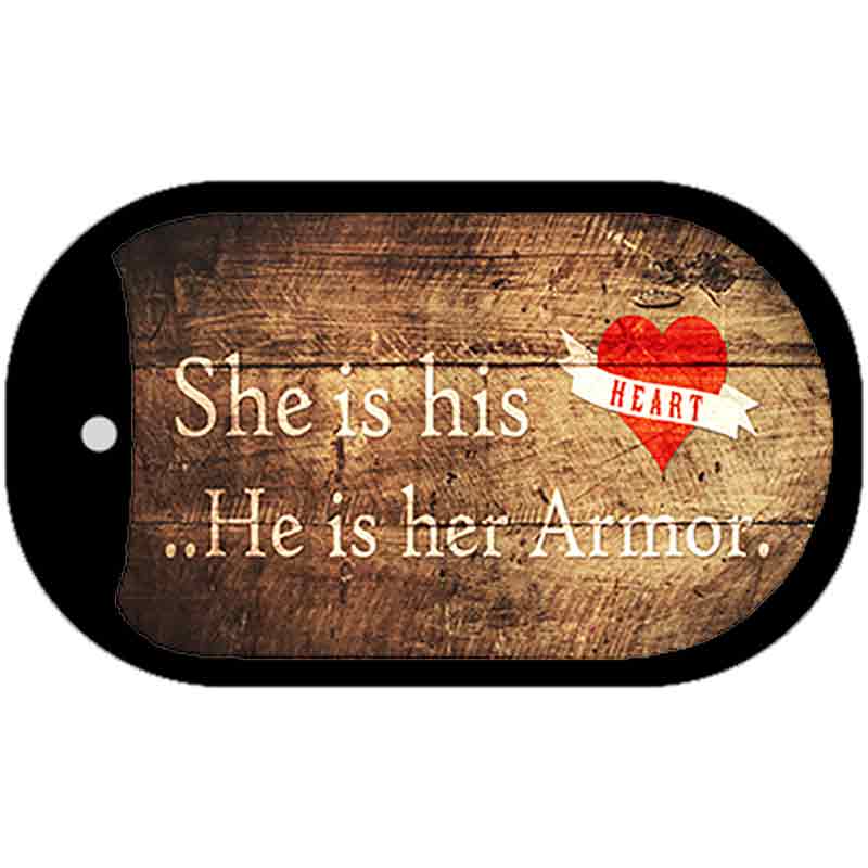 His Heart Her Armor Novelty Metal Dog Tag Necklace DT-12046 2" x 1" Dog Tag (DT)
