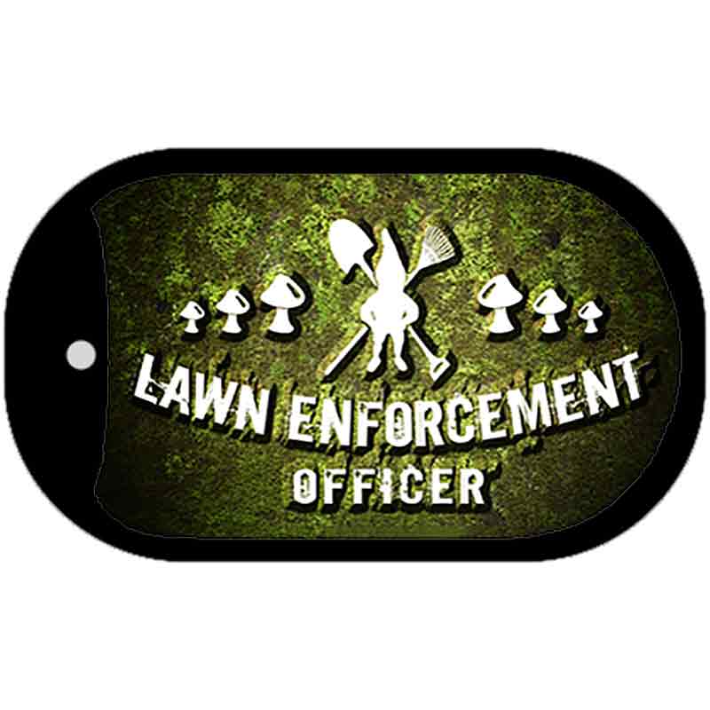 Lawn Enforcement Gnome Novelty Metal Dog Tag Necklace DT-12182 2" x 1" Dog Tag (DT)