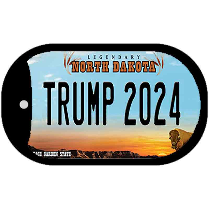 Trump 2024 North Dakota Novelty Metal Dog Tag Necklace DT-12247 2" x 1" Dog Tag (DT)