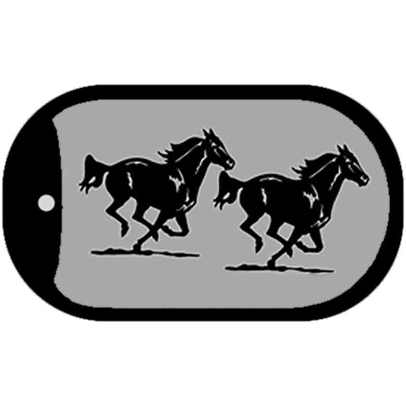Running Horses Novelty Metal Dog Tag Necklace DT-1233 2" x 1" Dog Tag (DT)
