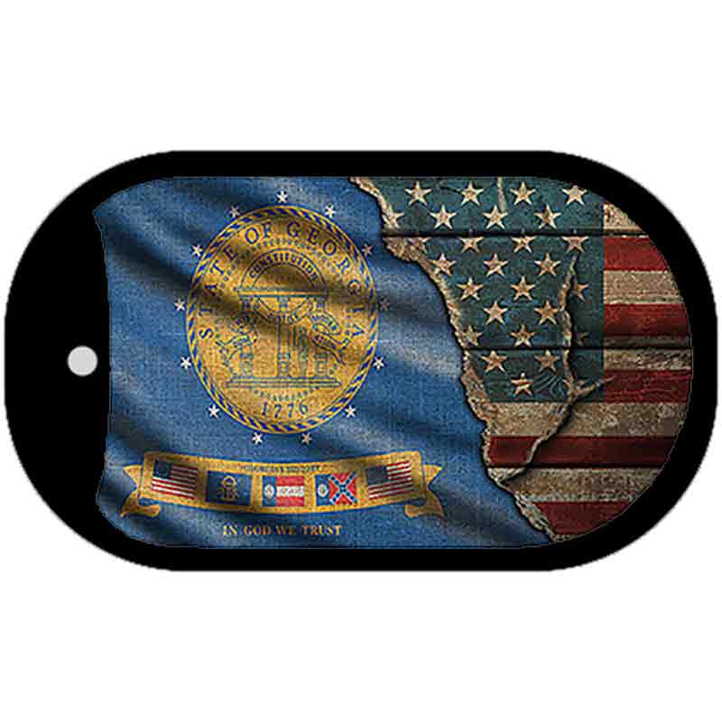 Georgia/American Flag Novelty Metal Dog Tag Necklace DT-12389 2" x 1" Dog Tag (DT)
