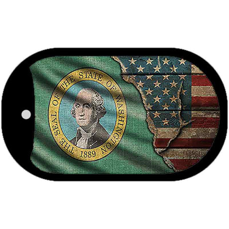 Washington/American Flag Novelty Metal Dog Tag Necklace DT-12426