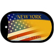 New York with American Flag Novelty Metal Dog Tag Necklace DT-12441 2" x 1" Dog Tag (DT)