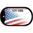 New York with American Flag Novelty Metal Dog Tag Necklace DT-12442 2" x 1" Dog Tag (DT)
