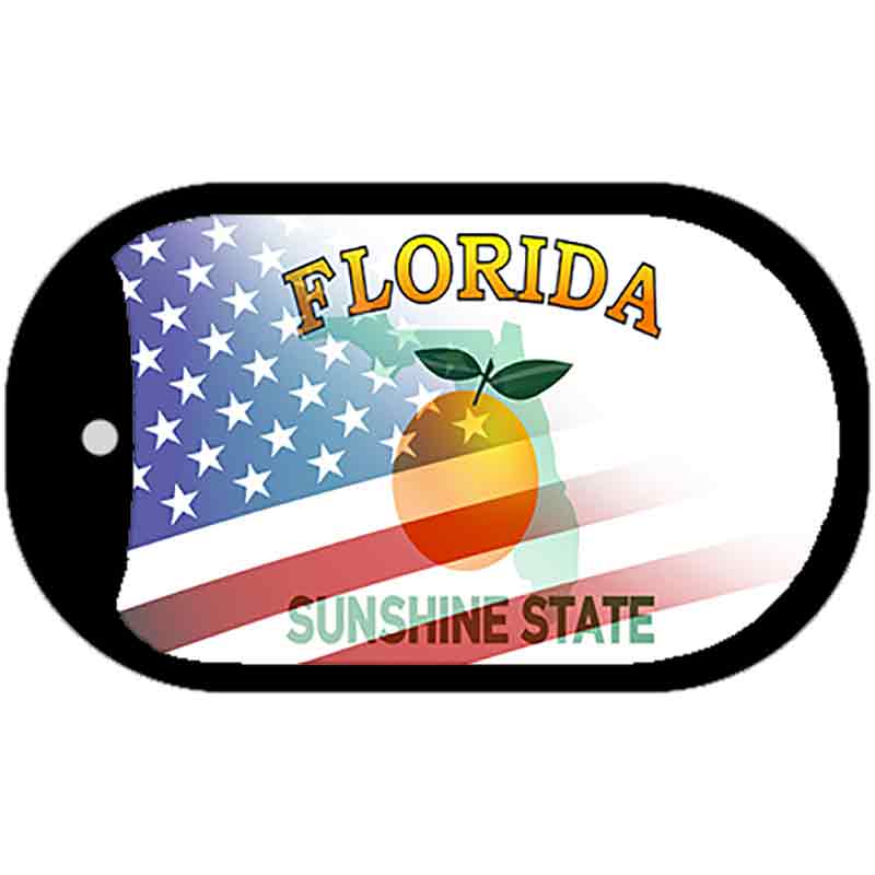Florida with American Flag Novelty Metal Dog Tag Necklace DT-12446 2" x 1" Dog Tag (DT)