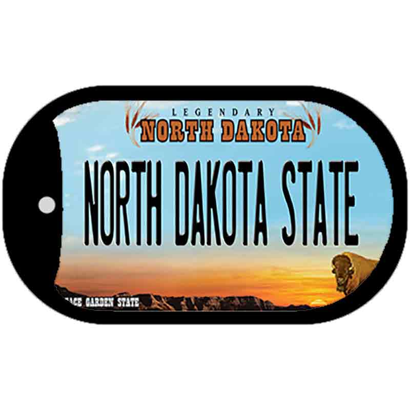 North Dakota State Novelty Metal Dog Tag Necklace DT-12951 2" x 1" Dog Tag (DT)