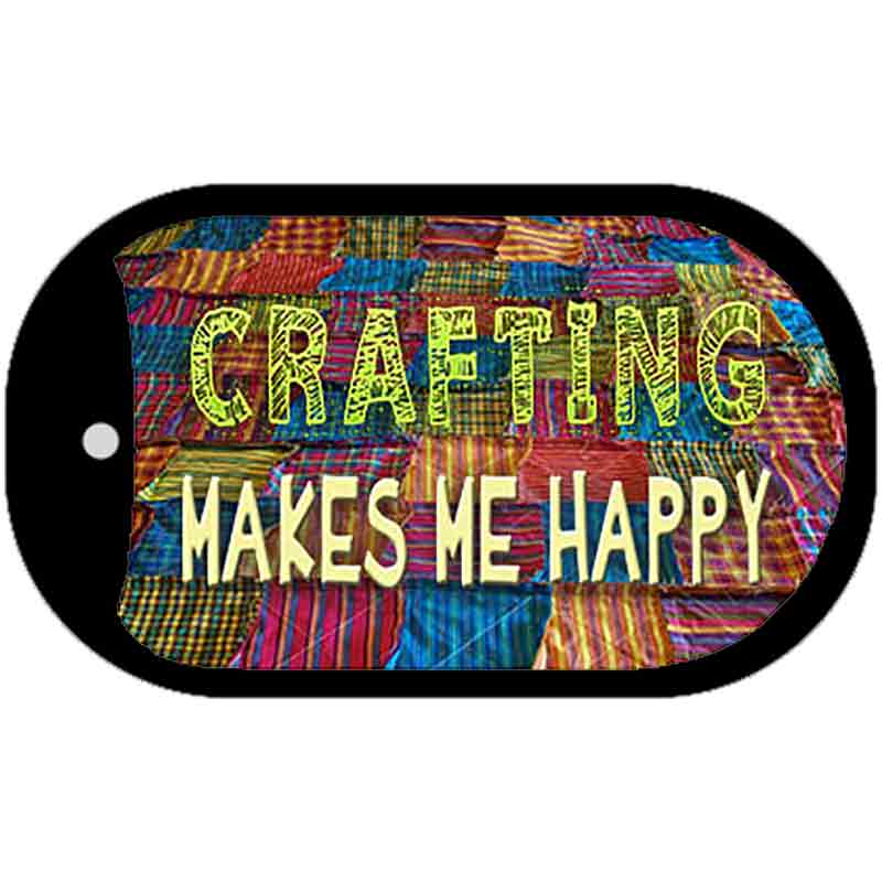 Crafting Makes Me Happy Novelty Metal Dog Tag Necklace