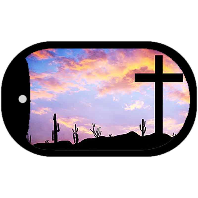 Sunset Cross Novelty Metal Dog Tag Necklace DT-1359