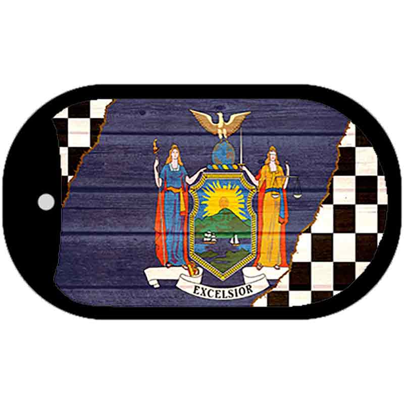 New York Racing Flag Novelty Metal Dog Tag Necklace DT-13717 2" x 1" Dog Tag (DT)