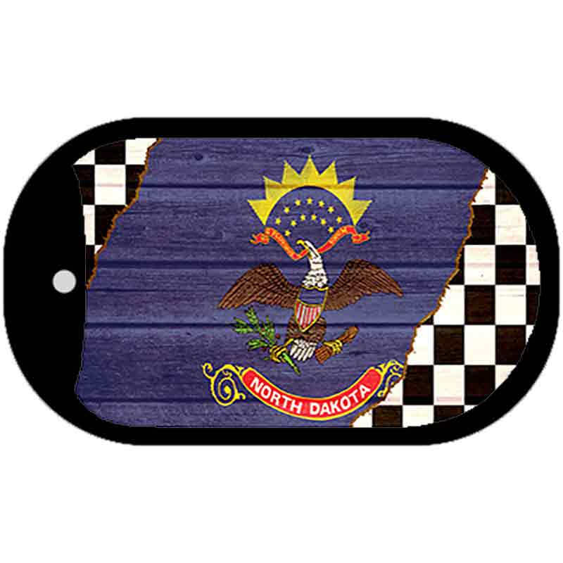 North Dakota Racing Flag Novelty Metal Dog Tag Necklace DT-13719 2" x 1" Dog Tag (DT)