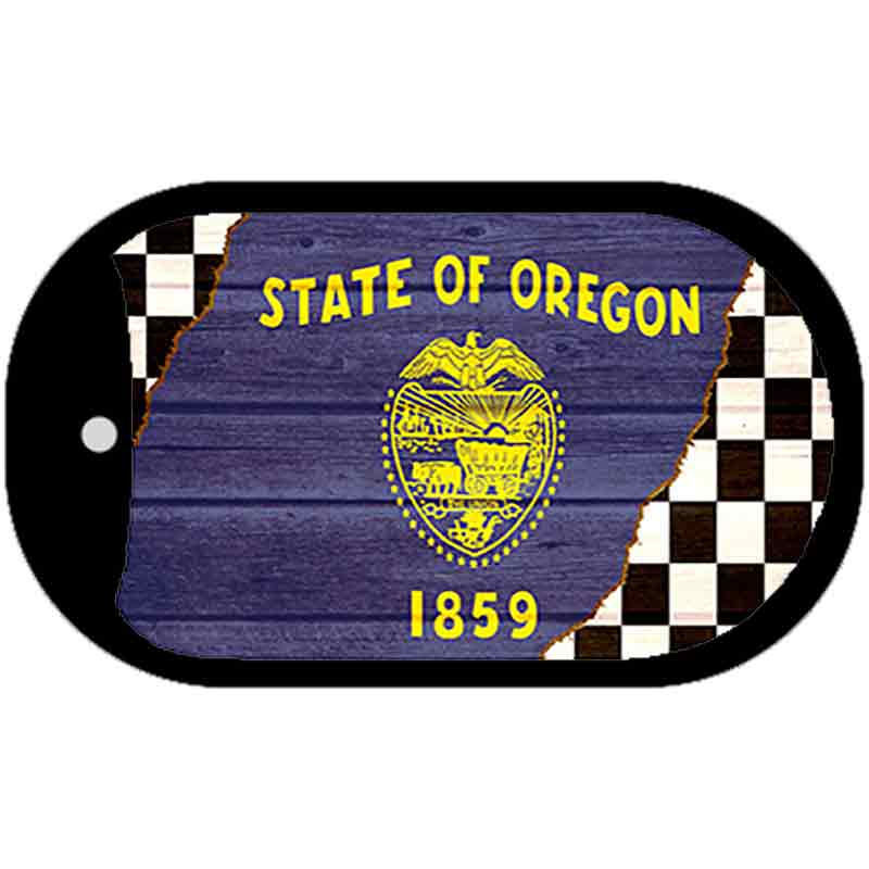 Oregon Racing Flag Novelty Metal Dog Tag Necklace DT-13722 2" x 1" Dog Tag (DT)