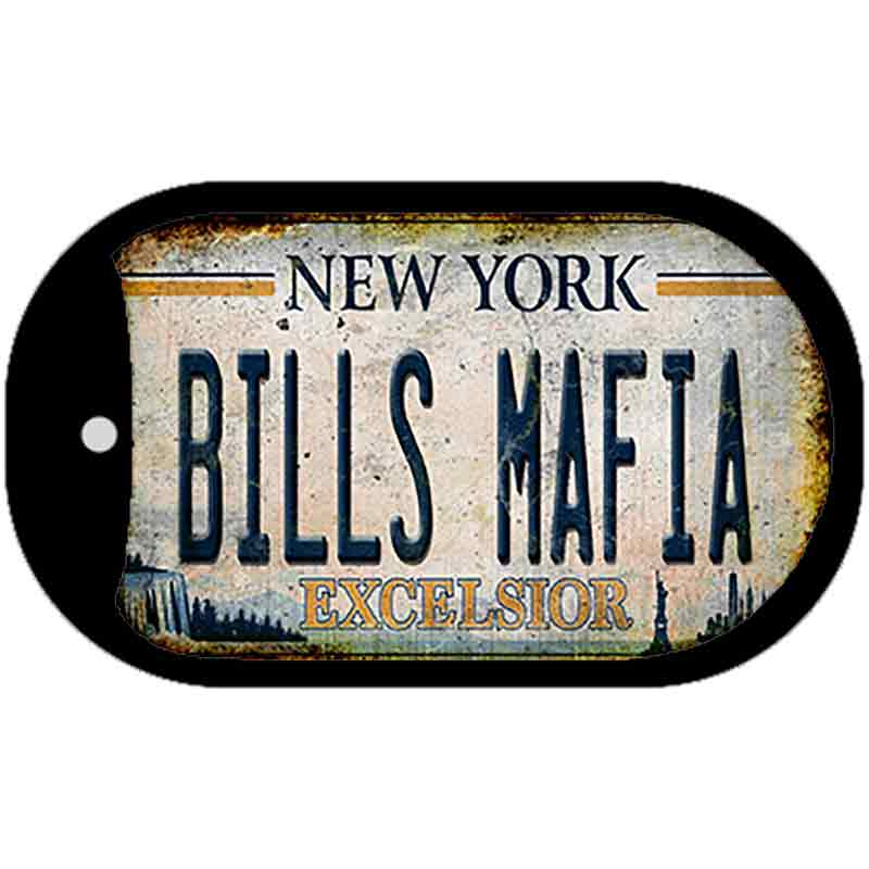 Bills Mafia New York Rusty Novelty Metal Dog Tag Necklace 2" x 1" Dog Tag (DT)